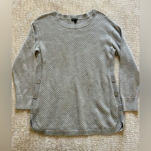 Talbots women’s sweater. Size large petite. Gray with button detailing on sides.